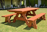 this high quality timber dining table setting is ideal for outdoors